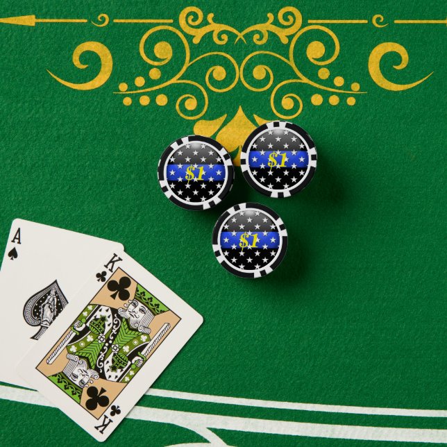 Thin Blue Line Custom Pokerchips (Pokertisch (Stapel))