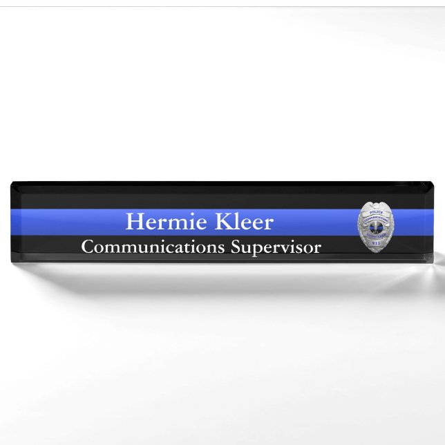 Thin Blue Line - Dispatcher Radio 911 Commo Plaque Namensplakette (Vorderseite)