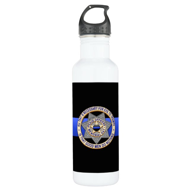 Thin Blue Line Edelstahlflasche (Vorderseite)