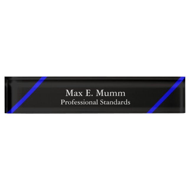 Thin Blue Line - elegante Designnamensplatte Namensplakette (Vorderseite)