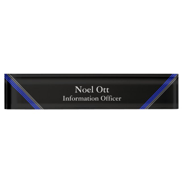 Thin Blue Line - elegante Designnamensplatte Namensplakette (Vorderseite)