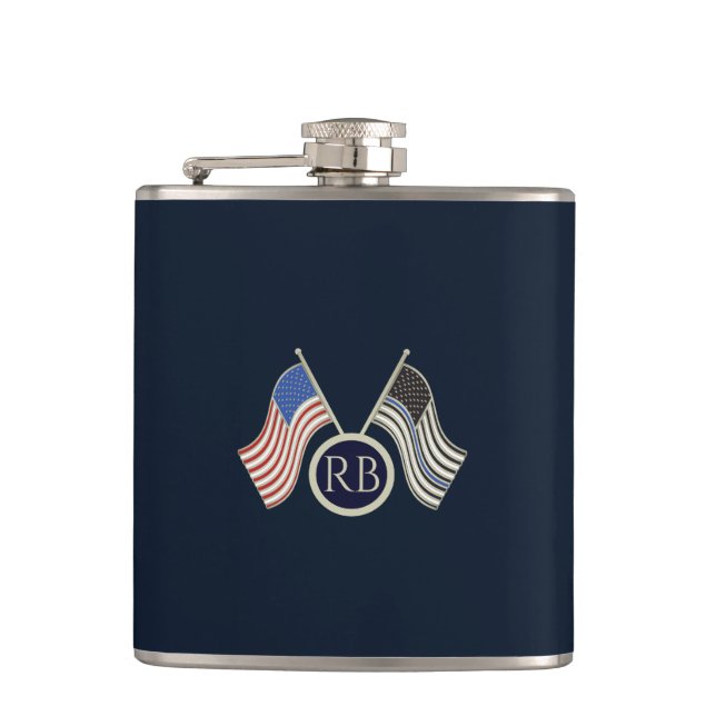 Thin Blue Line Flachmann (Vorderseite)