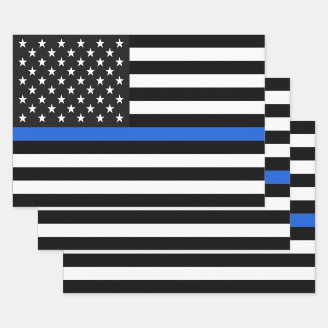 Thin Blue Line Flag der USA Geschenkpapier Set (Set)