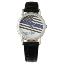 *~* Thin Blue Line Flag Frauenpolizei Armbanduhr