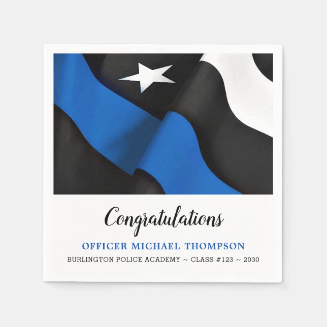 Thin Blue Line Flag Herzlichen Glückwunsch Party Serviette (Vorderseite)