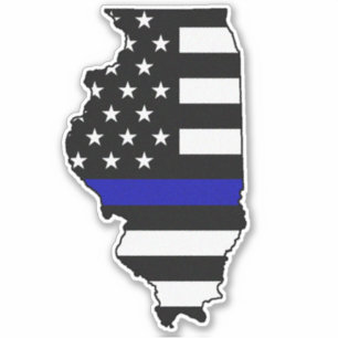 Thin Blue Line Flag Illinois Aufkleber