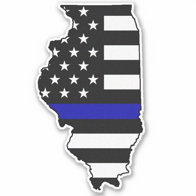 Thin Blue Line Flag Illinois Aufkleber (Vorderseite)