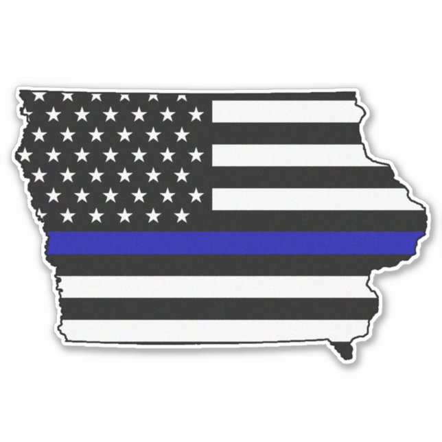 Thin Blue Line Flag Iowa Aufkleber (Vorderseite)