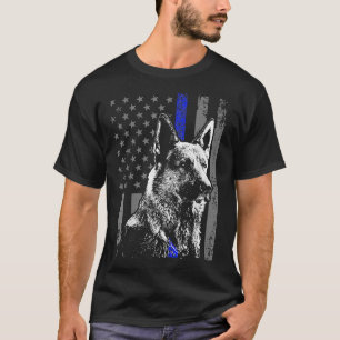 Thin Blue Line Flag K German Shepherd Police Dog  T-Shirt
