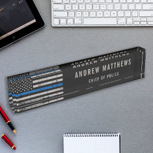 Thin Blue Line Flag Law Enforcement Police Officer Namensplakette