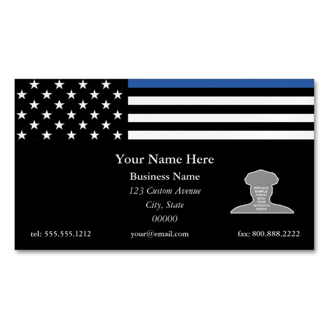 Thin Blue Line Flag Magnetische Visitenkarte (Vorderseite)