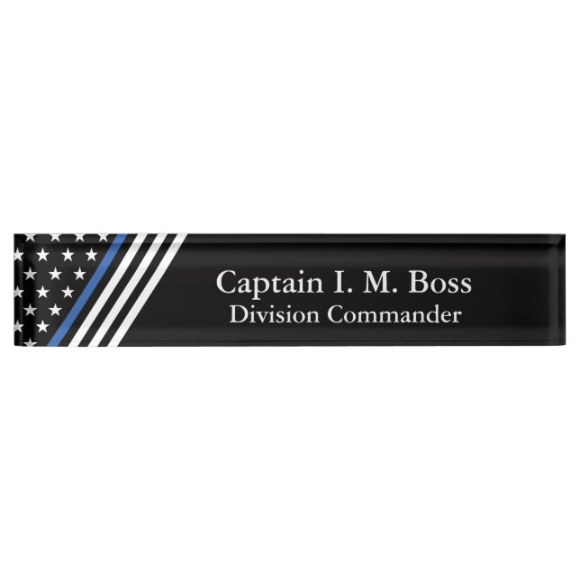 Thin Blue Line Flag Namensplakette (Vorderseite)