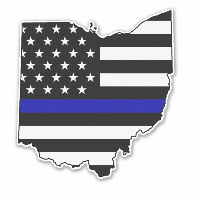 Thin Blue Line Flag Ohio Aufkleber (Vorderseite)