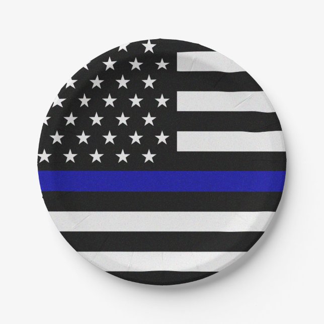 Thin Blue Line Flag Pappteller (Vorderseite)