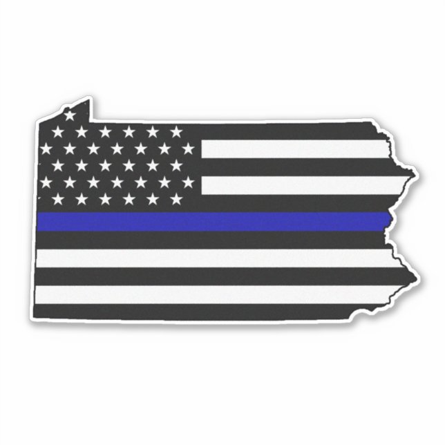Thin Blue Line Flag Pennsylvania Aufkleber (Vorderseite)
