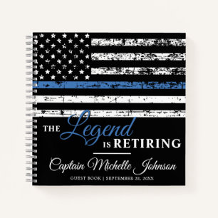 Thin Blue Line Flag Police Retirement Gästebuch Notizbuch