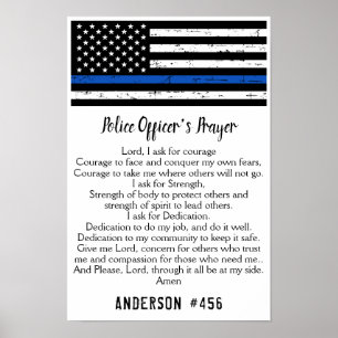 Thin Blue Line Flag Polizeibeamten-Gebet Poster
