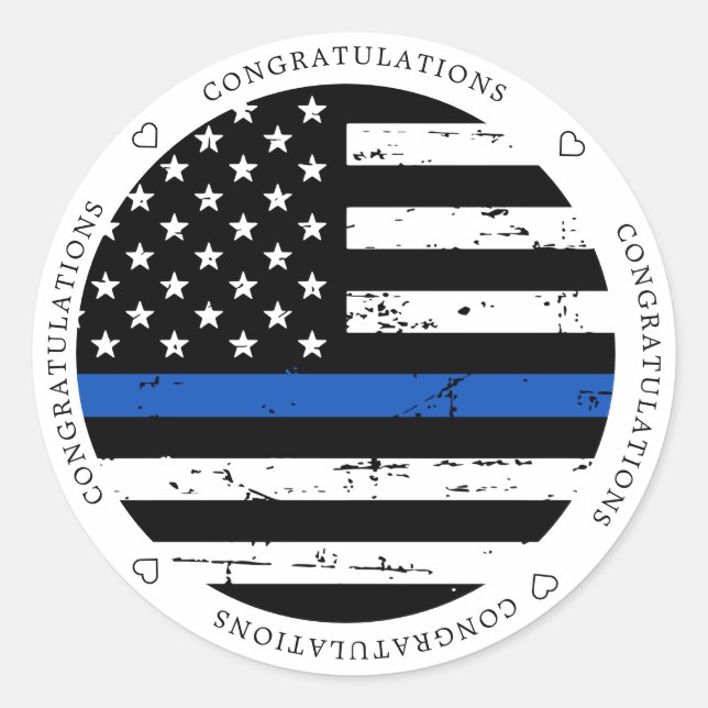 Thin Blue Line Flag Polizeidirektor Glückwunsch Runder Aufkleber (Vorderseite)