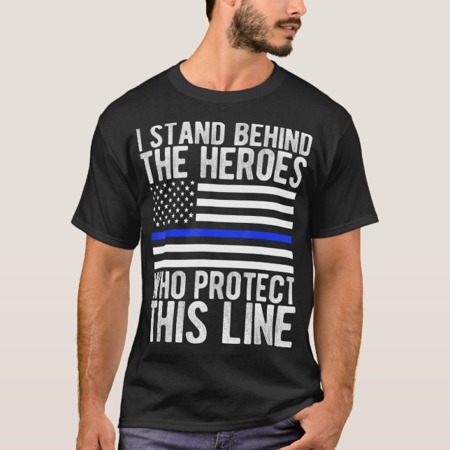 Thin Blue Line Flag - Polizeiliche und strafrechtl T-Shirt (Vorderseite)