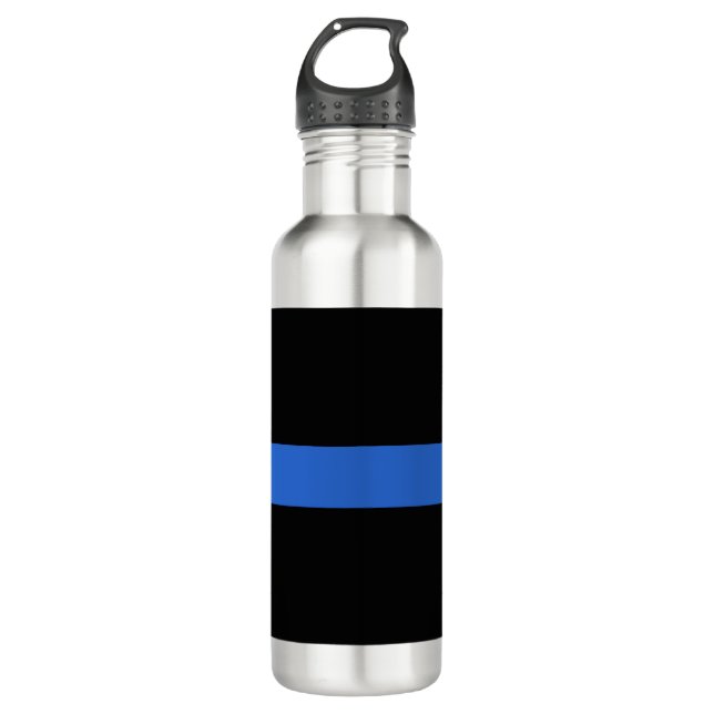 Thin Blue Line Flag Polizeisolidaritätszeichen Edelstahlflasche (Vorderseite)