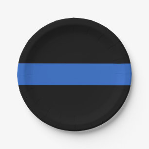 Thin Blue Line Flag Polizeisolidaritätszeichen Pappteller