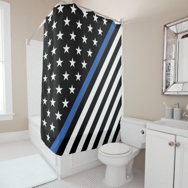 Thin Blue Line Flag US Flagge Dusche Curta Duschvorhang (Beispiel)