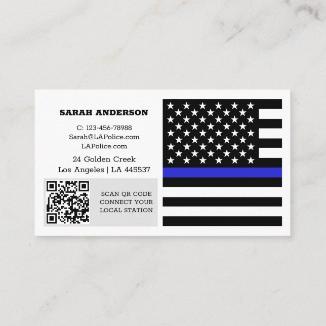 Thin Blue Line Flag, USA Police / Personalisiert Visitenkarte (Rückseite)