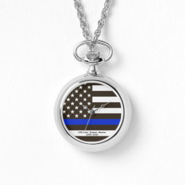 *~* Thin Blue Line Flag USA Polizeibeamte Frau Armbanduhr