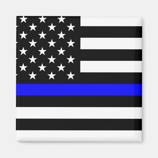 Thin Blue Line Flag (Vereinigte Staaten) Magnet (Vorne)