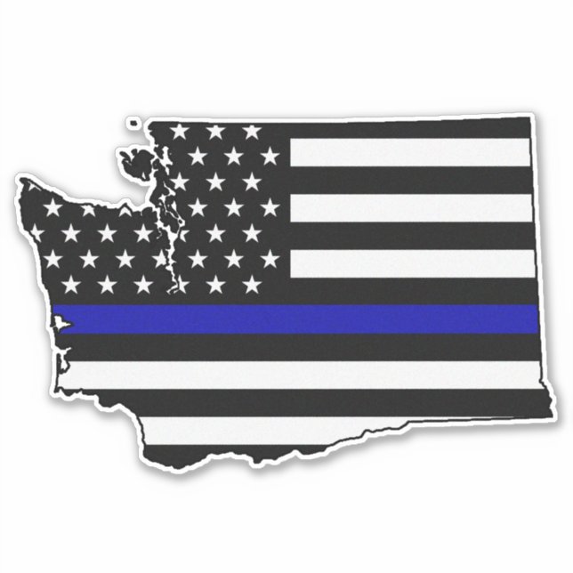 Thin Blue Line Flag Washington Aufkleber (Vorderseite)