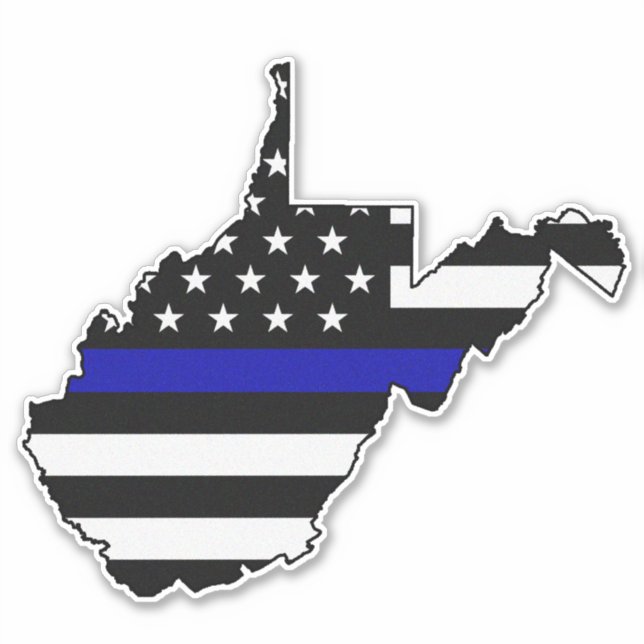 Thin Blue Line Flag West Virginia Aufkleber (Vorderseite)