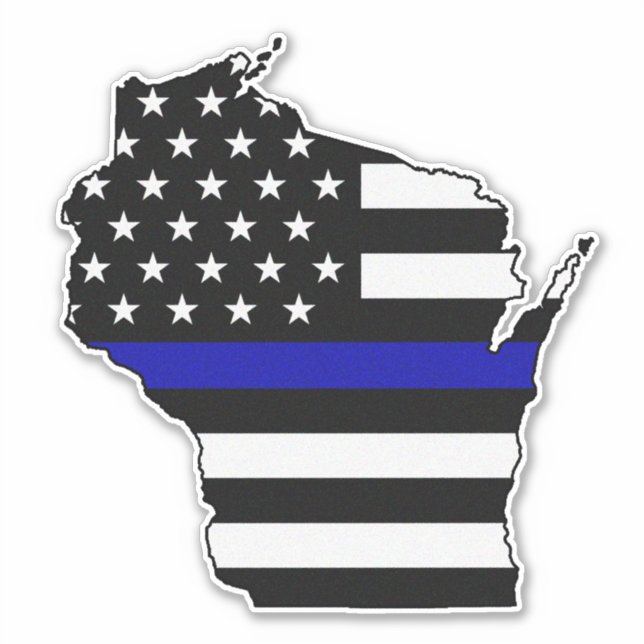 Thin Blue Line Flag Wisconsin Aufkleber (Vorderseite)