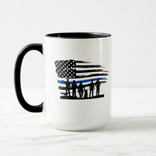 Thin Blue Line Flagge Polizei Tasse