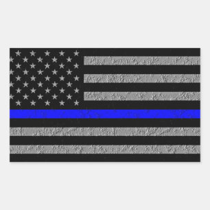 THIN BLUE LINE FLAGGE UNTERSTÜTZT POLIZEI  RECHTECKIGER AUFKLEBER