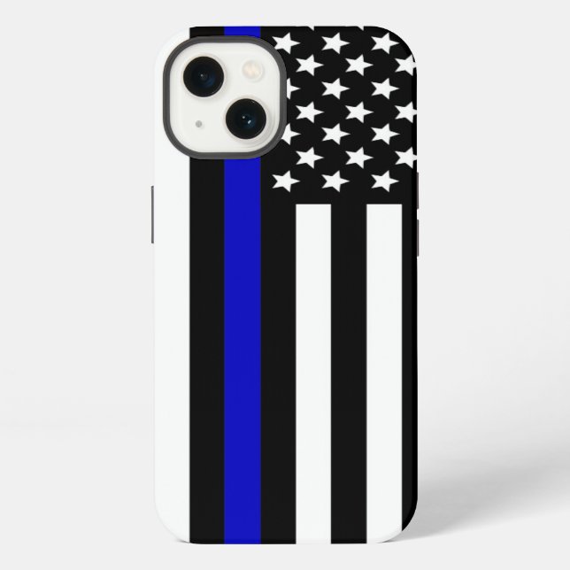 Thin Blue Line.Flagge USA iPhone Hülle (Rückseite)
