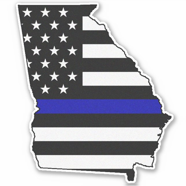 Thin Blue Line Georgia Flag Aufkleber (Vorderseite)