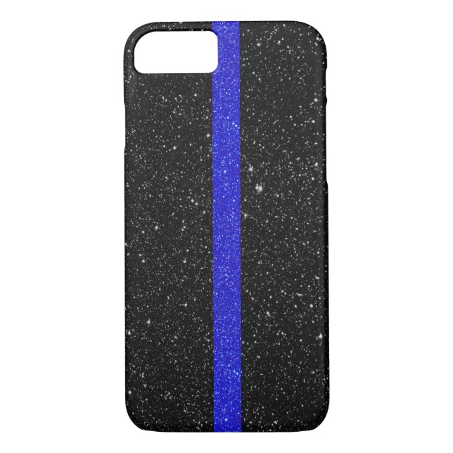 Thin Blue Line Glitzer Case-Mate iPhone Hülle (Rückseite)