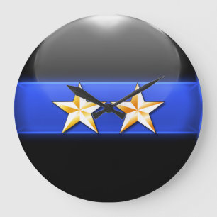 Thin Blue Line - Gold 2-Sterne Hauptransignien Große Wanduhr