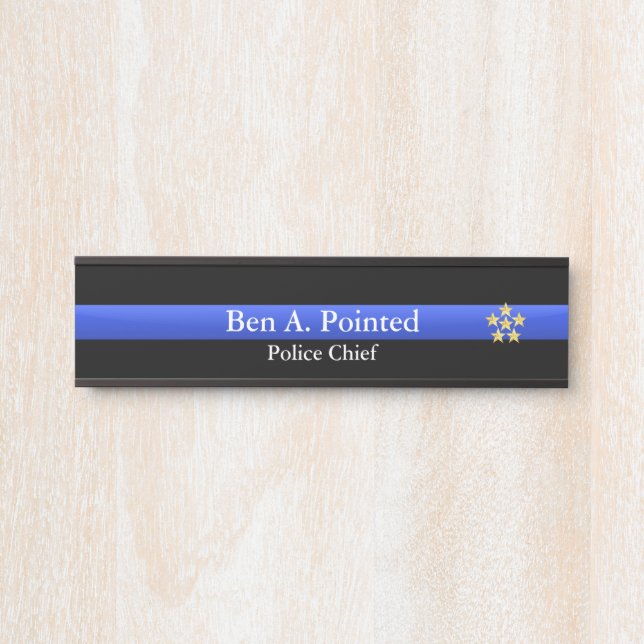 Thin Blue Line - Gold Star Rank Door Sign Türschild (Vorderseite )