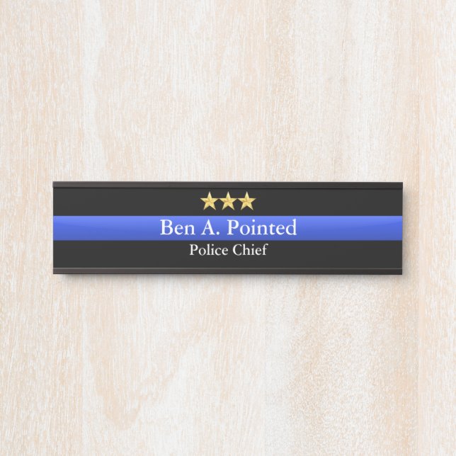 Thin Blue Line - Gold Star Rank Door Sign Türschild (Vorderseite )