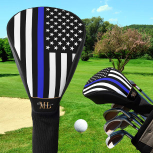 Thin Blue Line & Golf USA Flagge / Monogrammierte Headcover