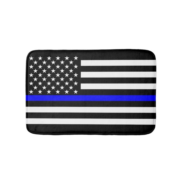 Thin Blue Line Grafik auf einer US-Flagge Badematte (Vorderseite)