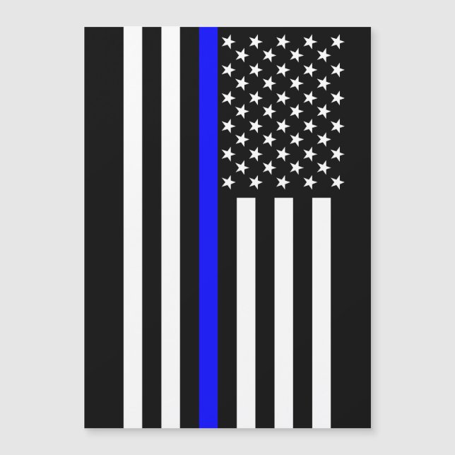 Thin Blue Line Grafik auf einer US-Flagge Magnetkarte (Vorderseite)