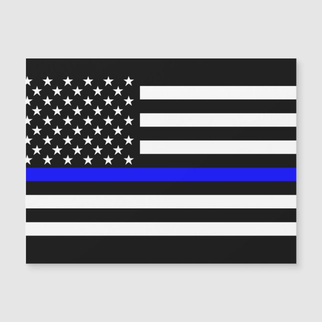 Thin Blue Line Grafik auf einer US-Flagge Magnetkarte (Vorderseite)