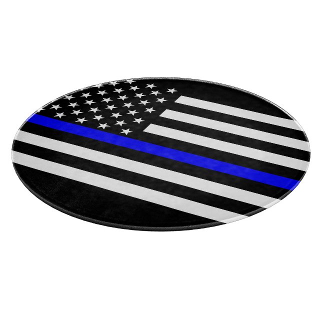 Thin Blue Line Graphic auf einer US-amerikanischen Schneidebrett (Ecke)