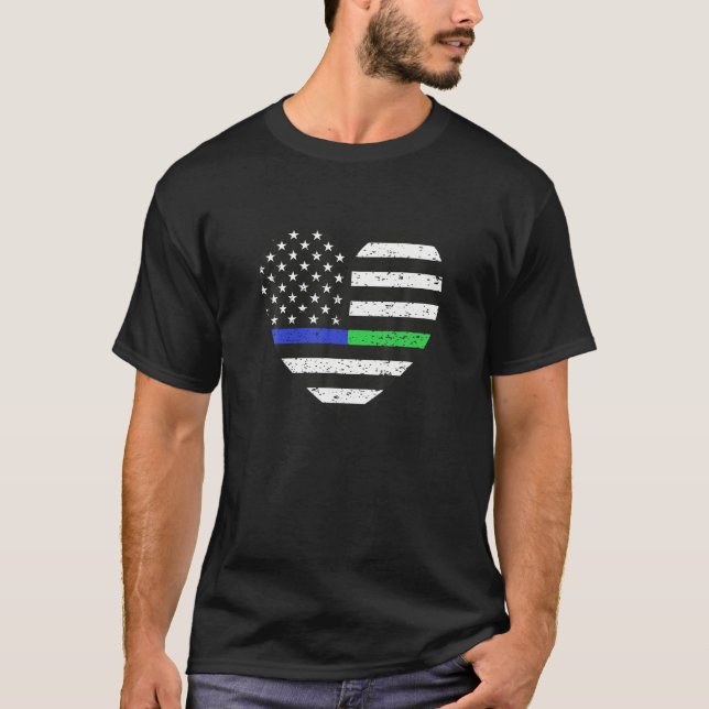 Thin Blue Line Green Line Shirt Police Military Fl (Vorderseite)