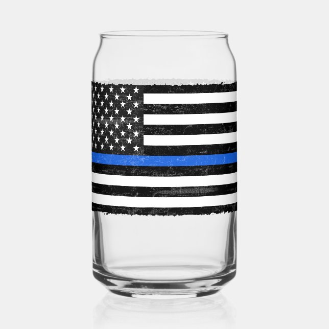 Thin Blue Line Grungy American Flag Dosenglas (Vorderseite)