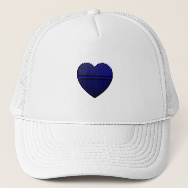 Thin Blue Line Heart Truckerkappe (Vorderseite)