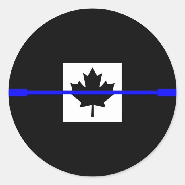 Thin Blue Line im kanadischen Flaggendekor Runder Aufkleber (Vorderseite)