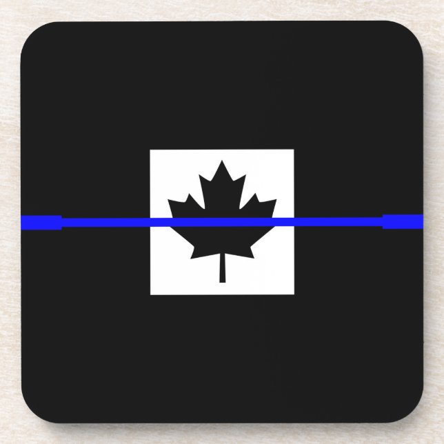 Thin Blue Line im kanadischen Flaggendekor Untersetzer (Vorderseite)